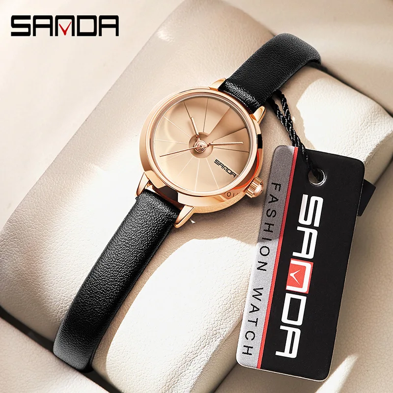 

New Quartz Movement High Quality SANDA 1113 Women Stainless Steel Mesh Rose Gold Waterproof Ladies Watch Leather Dropshipping