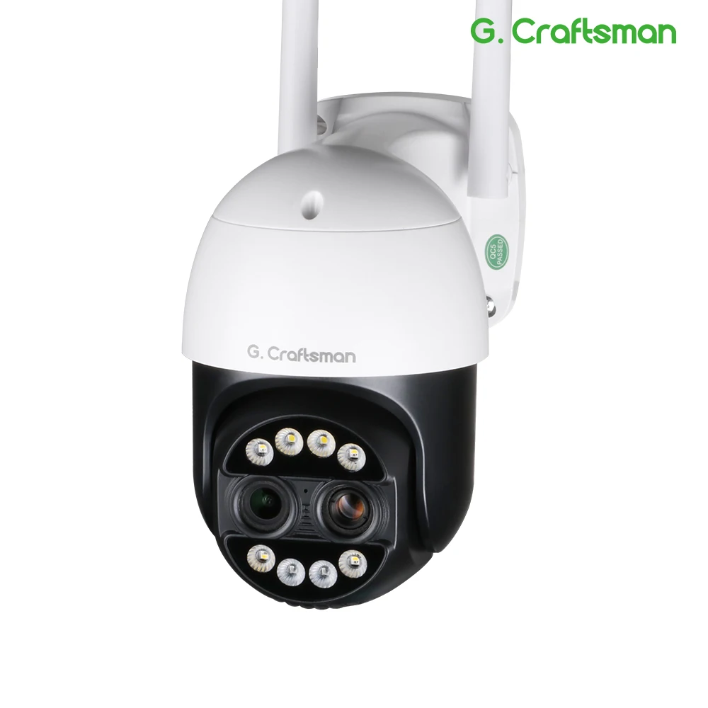G.Craftsman 2K Dual Lens WiFi IP Camera 4MP Wireless Outdoor CCTV Video Surveillance 8X Zoom PTZ Security System GCC2