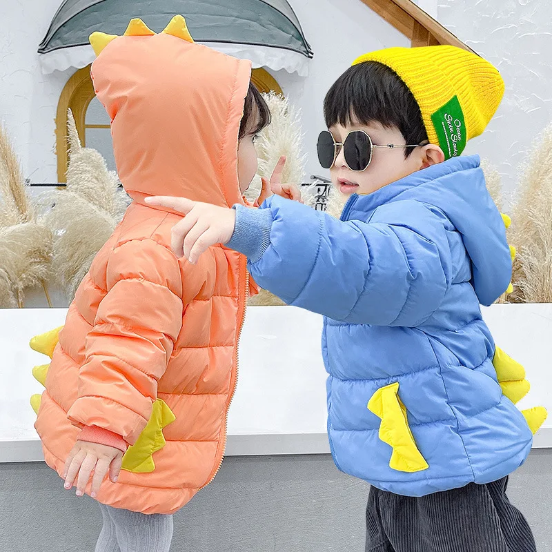 

Children's Cotton Clothes Thickened Down Jacket Cute Boys And Girls Ultra Light Coat Winter Warm Zipper Hooded Outwear 80-130cm