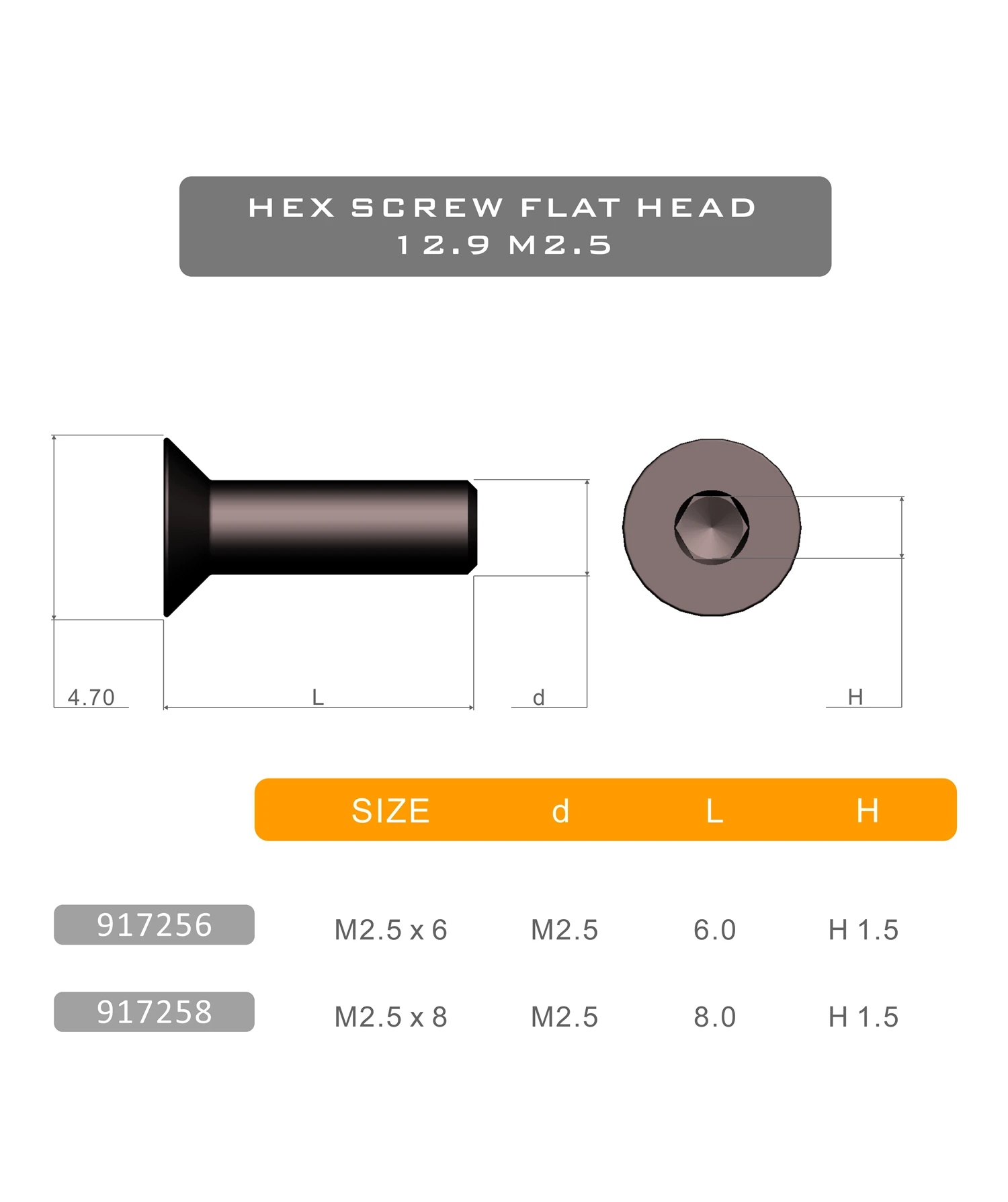Стандартные детали SNRC M2.5 шестигранный винт с плоской головкой 917256 917258