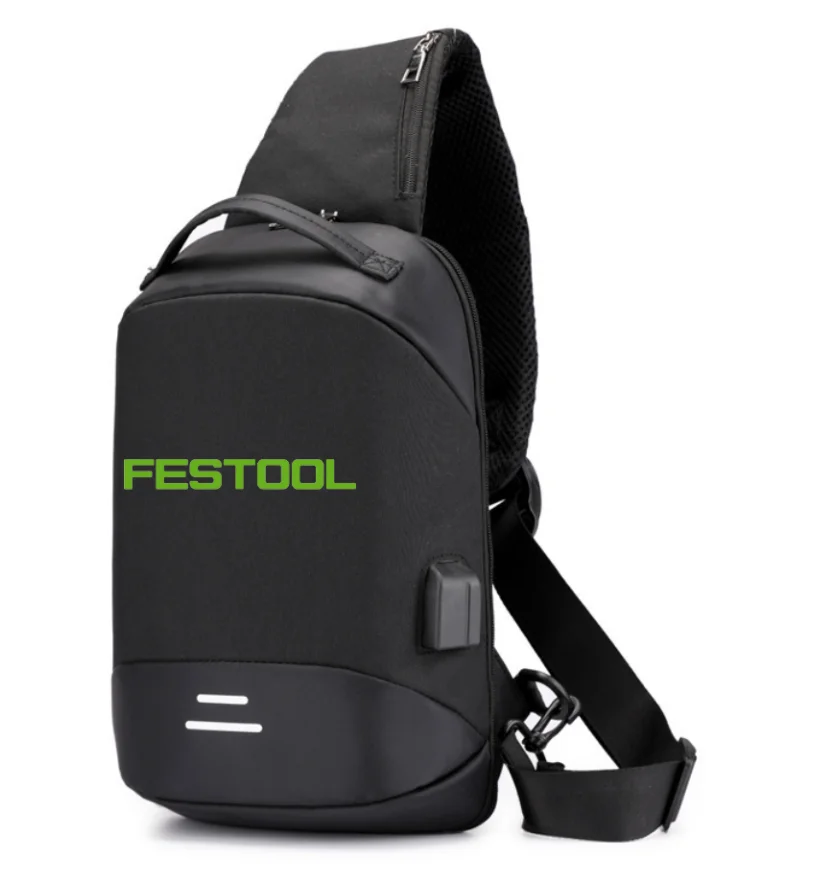 

NEW Men Shoulder FESTOOL car logo Hiking Backpack Nylon Outdoor Camping Trekking Chest Sling Bag