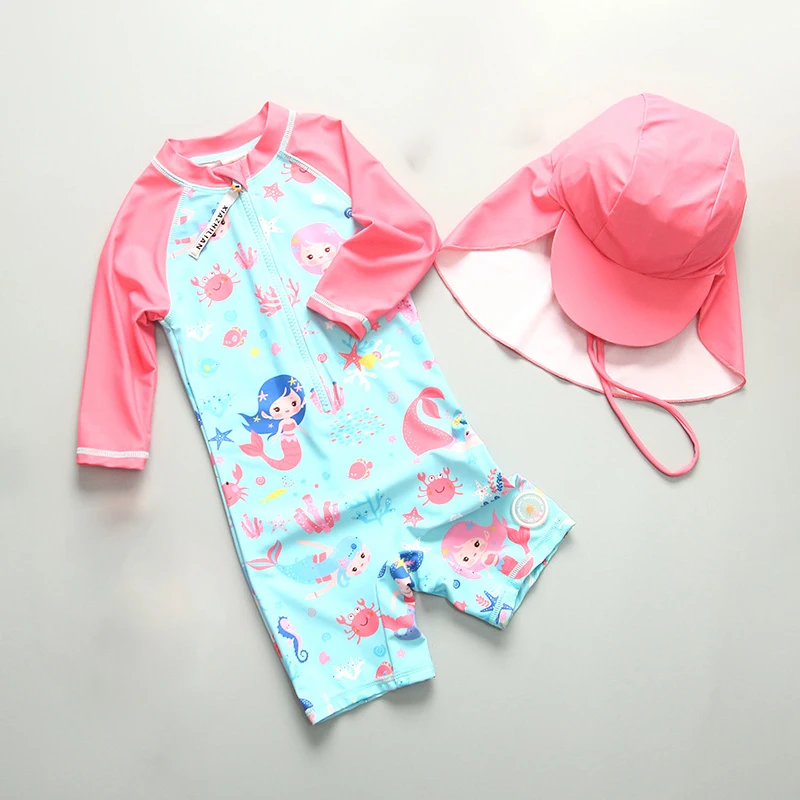 

2023 детская одежда для купания на открытом воздухе, пляжный слитный детский купальник, спортивные Мультяшные Купальники для маленьких девоч...