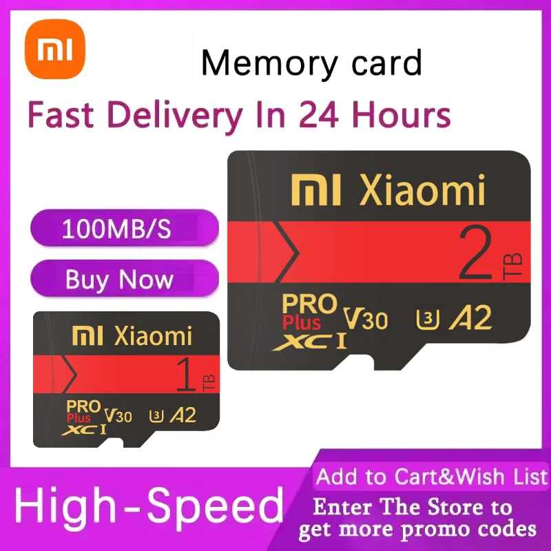 Оригинальная карта памяти Xiaomi 2 ТБ SD/TF Flash 128 ГБ Class10 Micro TF SD-карта 512 256 для телефонов