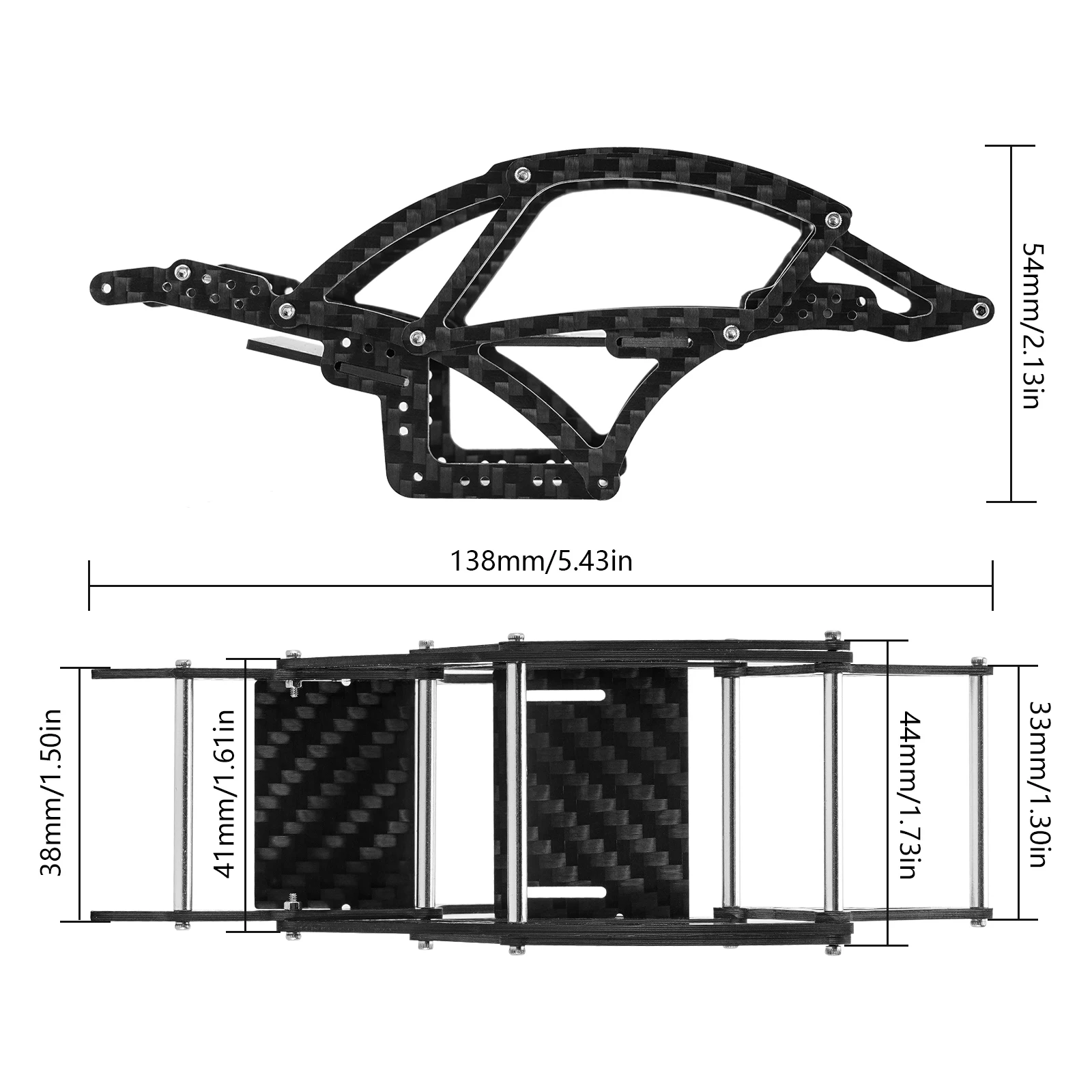 Комплект карбоновых каркасов для 1/24 RC Crawler SCX24 Deadbolt Jeep JLU C10 Bronco (SCX24-165)