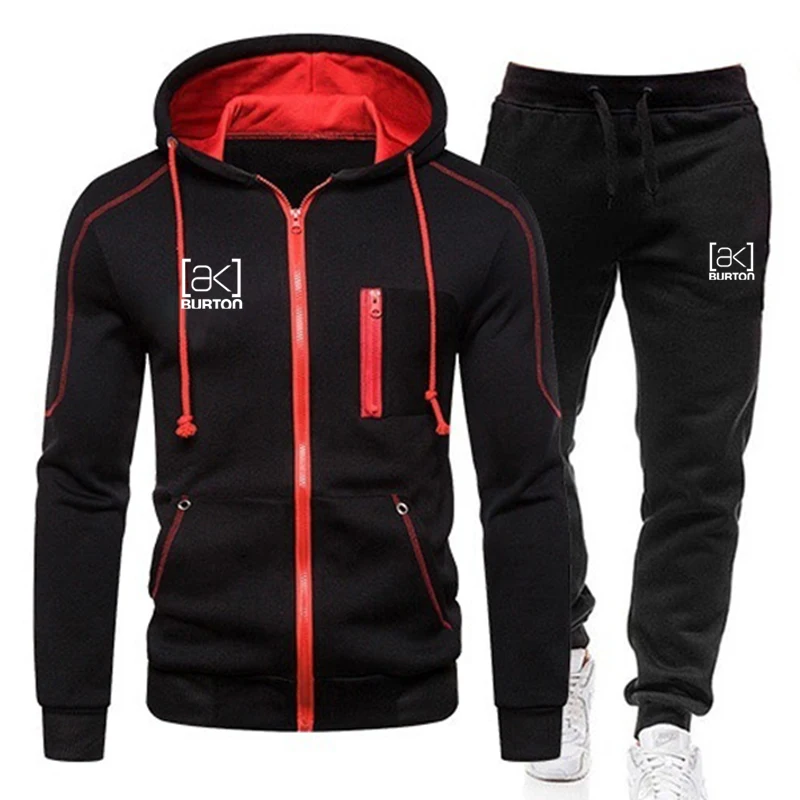 

Мужской брендовый спортивный костюм Бертон, осень/зима 2022, Мужская толстовка на молнии и брюки, повседневный спортивный костюм из 2 предмето...