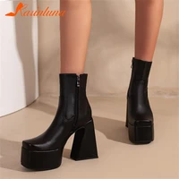 karinluna hot sale ladies ankle boots elegant thick high heels platform boots woman solid zip autumn winter sexy shoes female