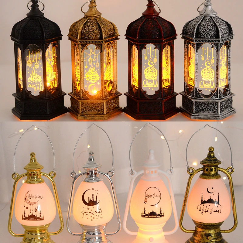 Lámpara de aceite para decoración del hogar, farol árabe musulmán Eid Mubarak, luces de viento islámicas, Ramadán, Kareem, fiesta, regalo Eid al-fitr, 2023, 1 unidad