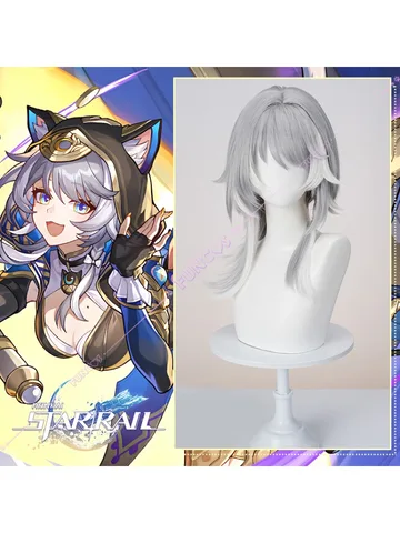 Honkai Star Rail Cipher Косплей Парик Серебристо-серые волосы Термостойкие парики для женщин Девочек Мужчин Chrysos Heirs Free Парик Кепка Карнавал