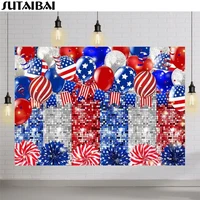 American Independence Day Background Red White Blue Stars Stripes Banner Balloon Backdrop Decoration U.S. National Day Banner