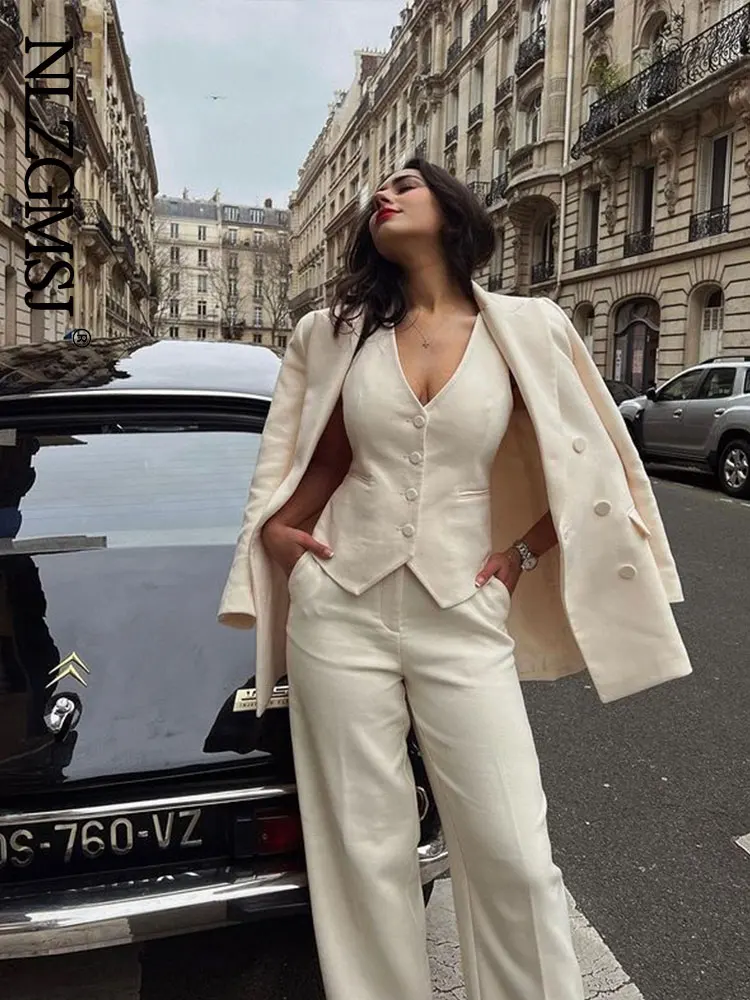 

Nlzgmsj Women Vest Single-Breasted Work Wear Slim Short Veste Femme Spring Waistcoat Office Lady Sleeveless Jacket F50