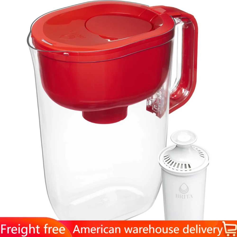 

Large 10 Cup Water Filter Pitcher with 1 Standard Filter, Made Without BPA, Huron, Red