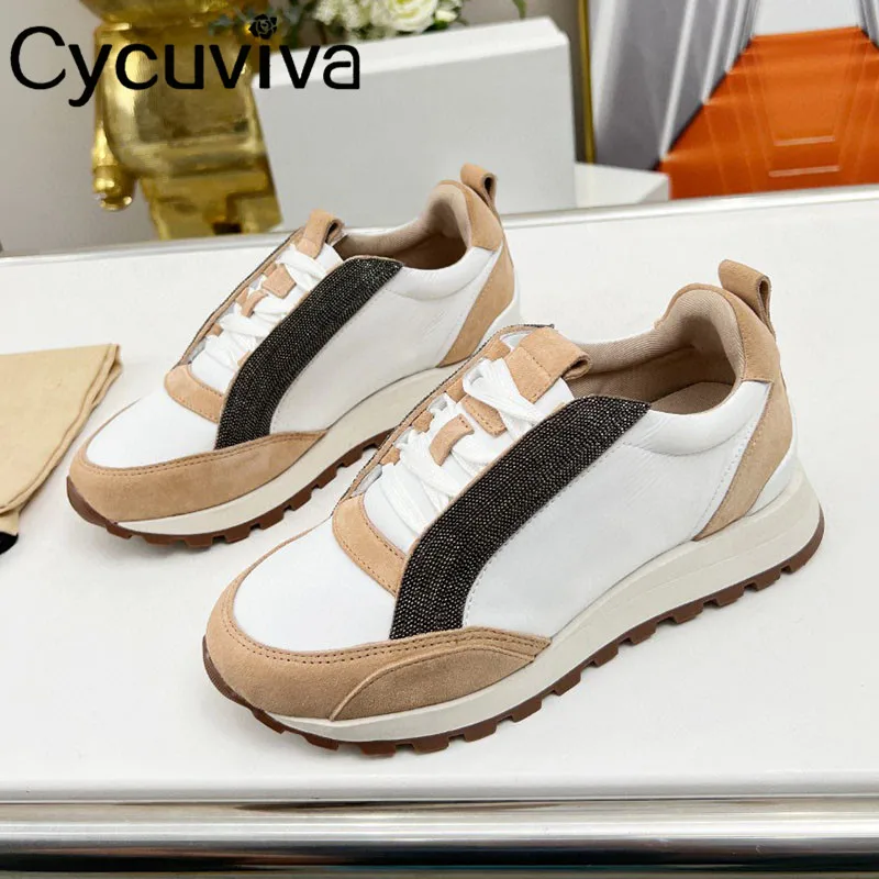 

Кроссовки женские на шнуровке, толстая подошва, замша, кристаллы, платформа, дизайнерские, для вождения, прогулок, обувь для отпуска