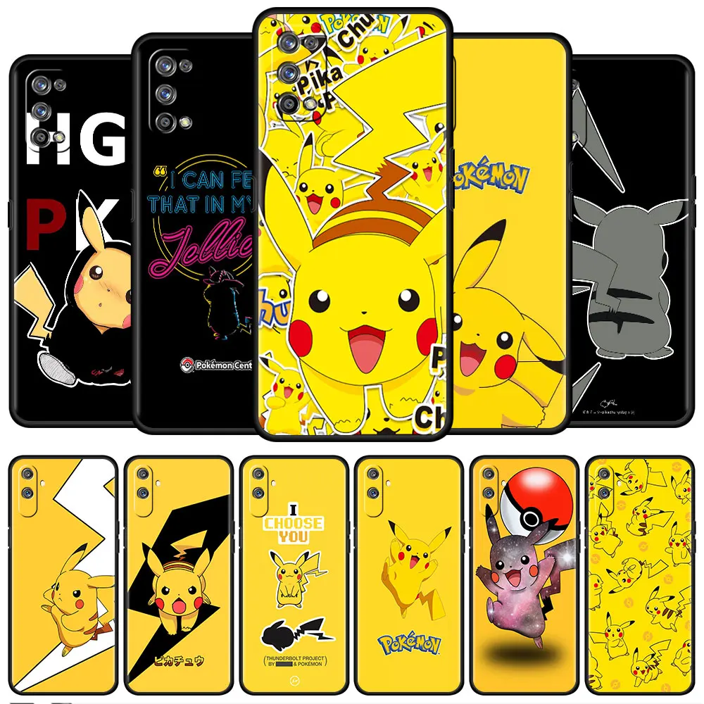 

Soft Case For Oppo Realme 8 7 6 Pro 9i GT Neo 2 3 Master C21 C21Y C15 C11 C3 8i Silicone Black Phone Cover Hot Pokemon Pikachu