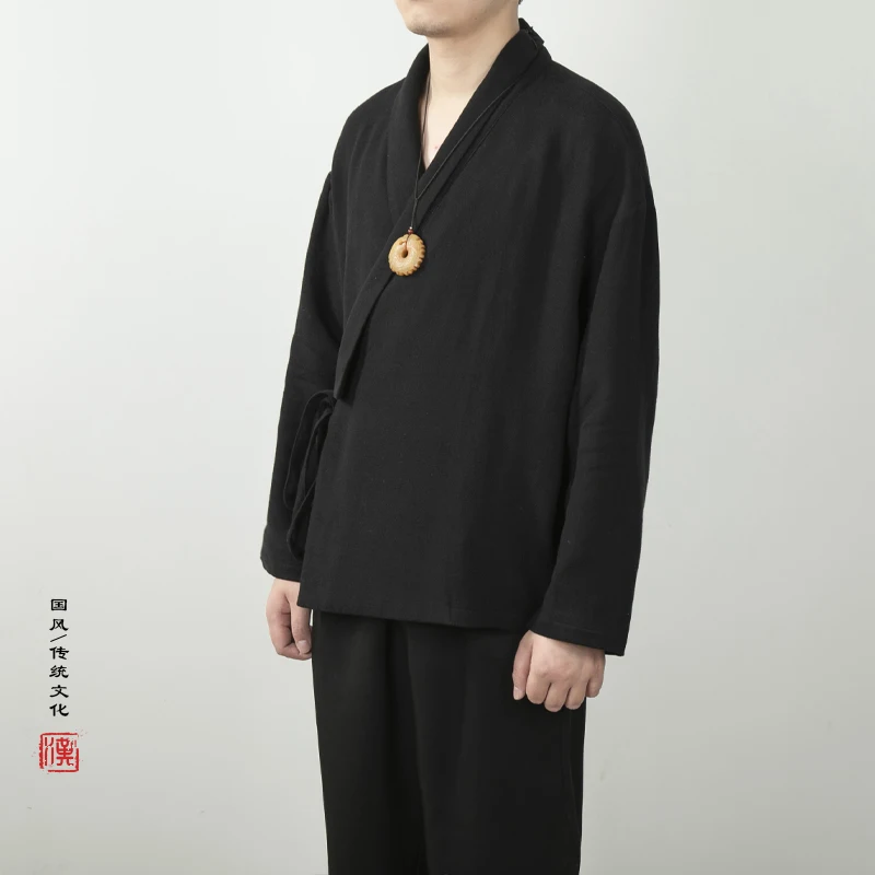 2024 Традиционный китайский стиль Топы ханьфу мужская куртка кимоно Харадзюку
