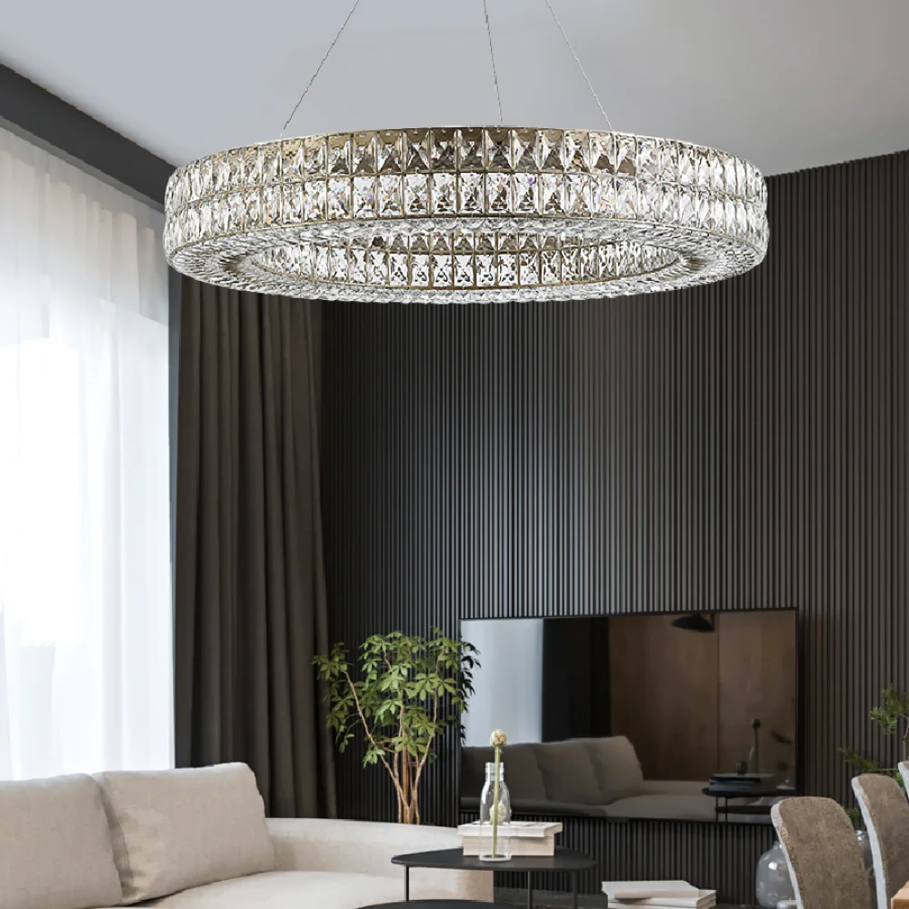 

Подвесная лампа, роскошная Скандинавская постмодернизированная гостиная, Хрустальная вилла, лобби, домашняя круглая прямоугольная Подвесная лампа