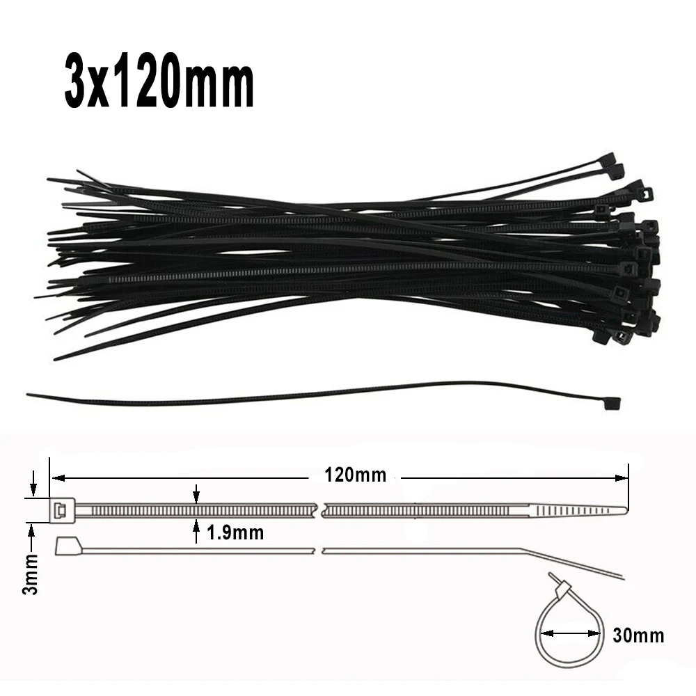 

1000pcs Self-locking plastic nylon tie black or white 3*120mm cable tie fastening ring cable tie zip wraps strap nylon