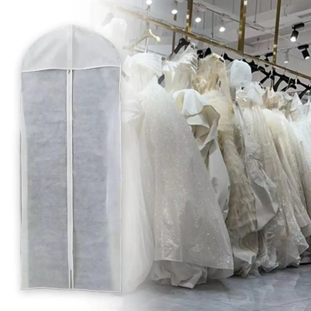 

Dress Storage Bag Breathable Non-woven Fabric Wedding Dress Protector Cover Translucent Dress Dust Cover Household Supplies