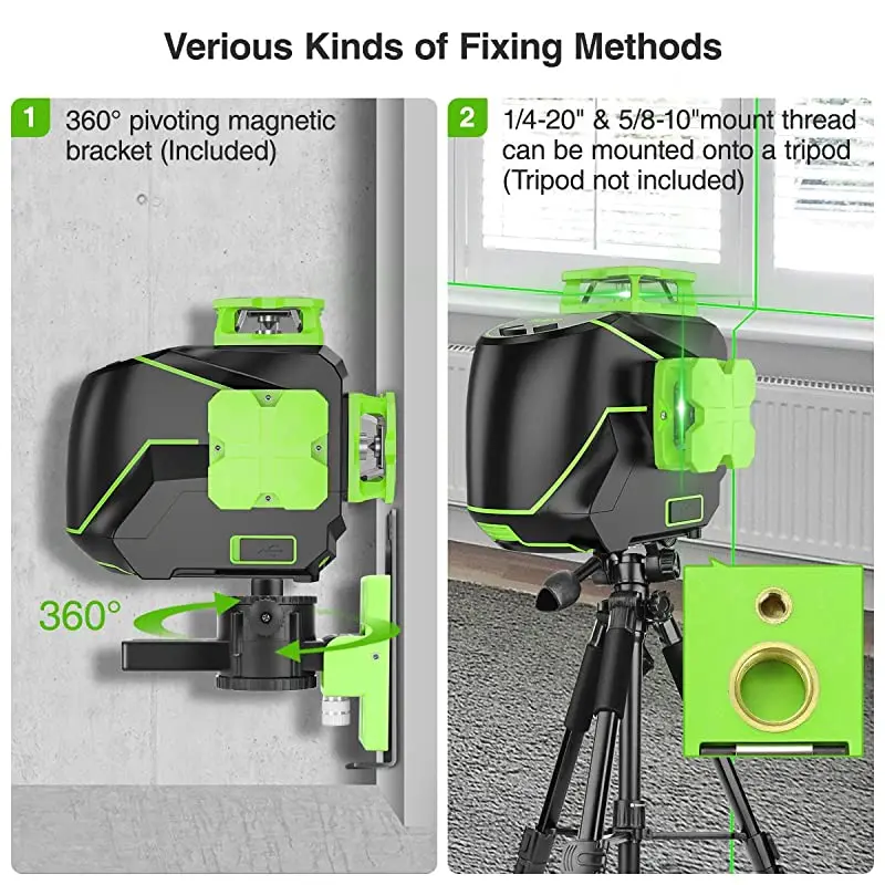 Huepar S03CG-L 360-градусный лазерный уровень 3D зеленый луч вращающиеся горизонтальные и