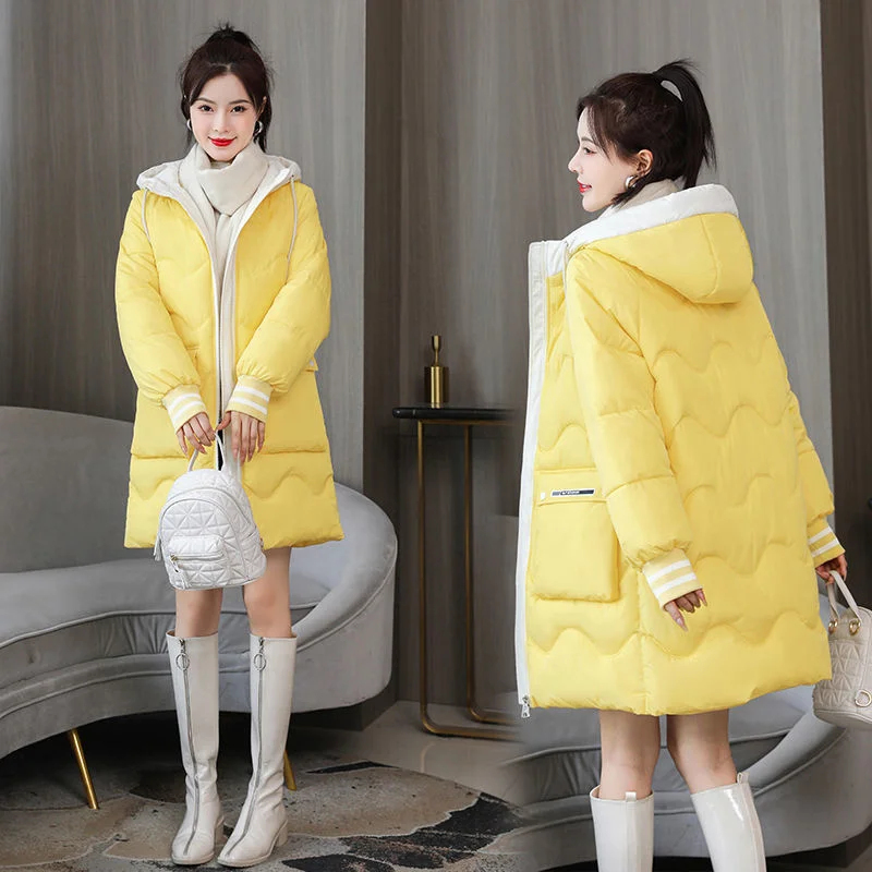 2022 Winter Women Jacket Coat Long Parkas Female Down Cotton Hooded Thick Warm Jacket Windproof Casual Student Coat