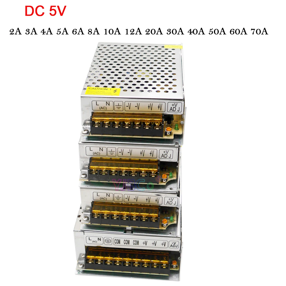 DC 5V Switching Power Supply AC100-240V to DC 5V 2A 3A 4A 5A 6A 8A 10A 12A 20A 30A 40A 50A 60A 70A LED Strip adapter Transformer