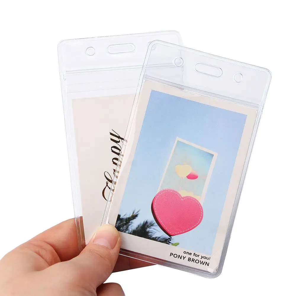 

New Vertical with Zipper ID Card Holder Transparent PVC Plastic Badge Holder