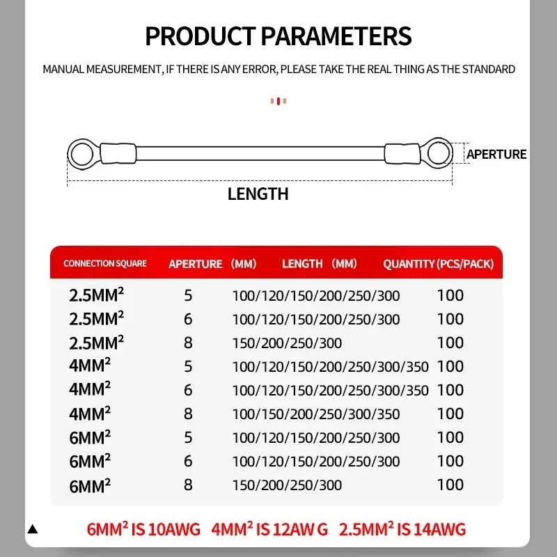 100 шт. BVR Солнечный фотогальванический заземляющий провод 10/12/14 AWG проводное