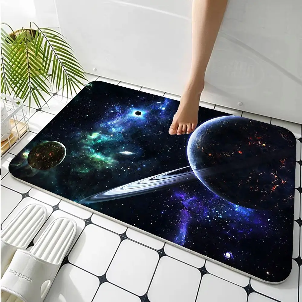Напольный ковер Space Galaxy Universe нескользящий впитывающий воду подушка в полоску