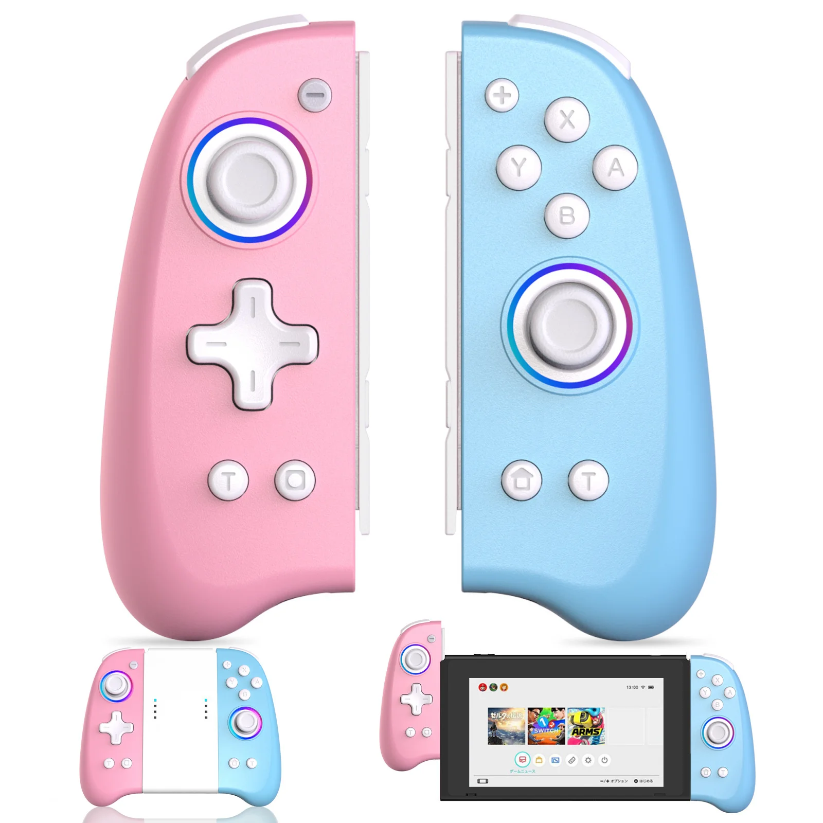 

Manette de jeu sans fil Bluetooth OLED pour Switch, Joy-com, contrôleur avec lumières colorées, poignée de jeu Free shipping