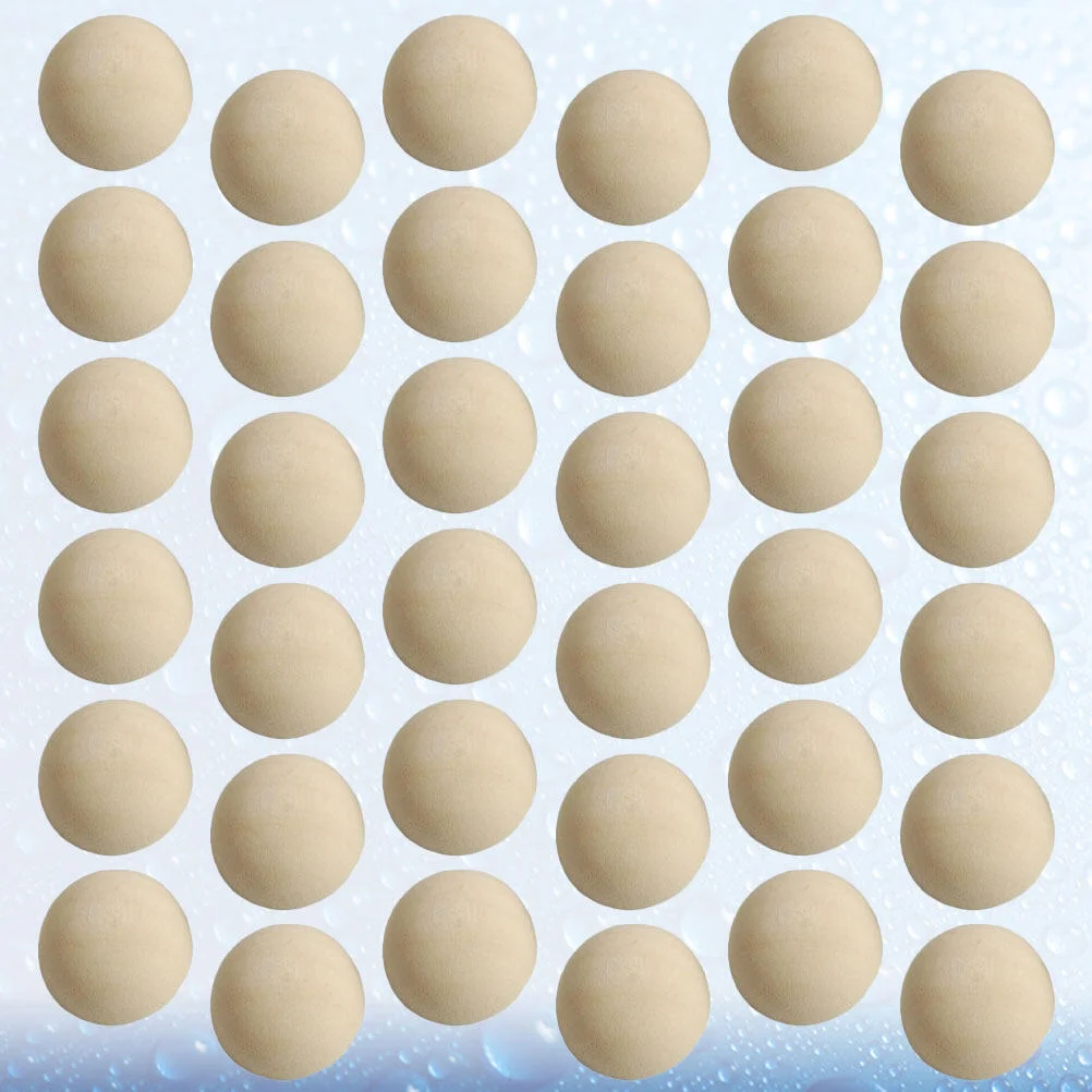 

50pcs Unfinished Half Wooden Balls Mini Hemisphere Half Craft Balls for DIY Projects Kids and Craft Supplies (Light Yellow