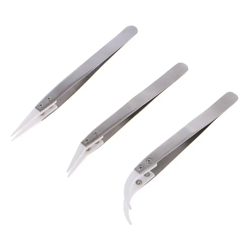

3 Pcs Ceramic Tweezers for Electronics Craft Jewelry Making Laboratory Work
