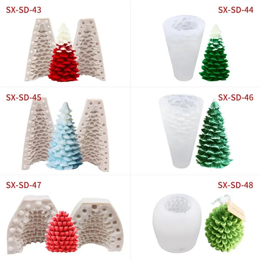

Silicone Candle Mold 3D Christmas Tree Pine Cone Shape Soap Clay Making Diy Cake Decoration