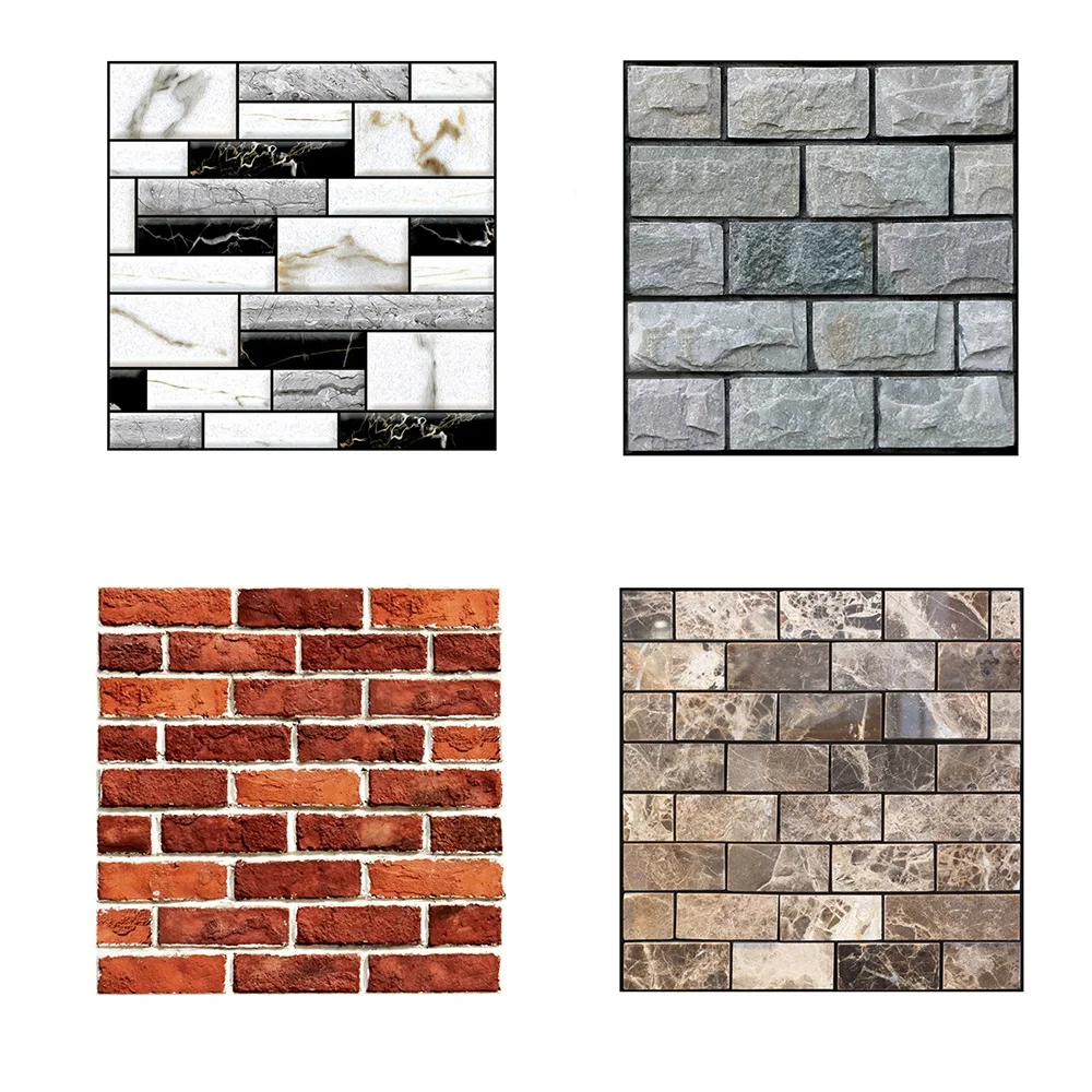 

10pcs 3D Imitation Brick Wall Stickers DIY Removable Self-adhesive Waterproof Wallpaper Living Room Kitchen Decor Art Decals Hot