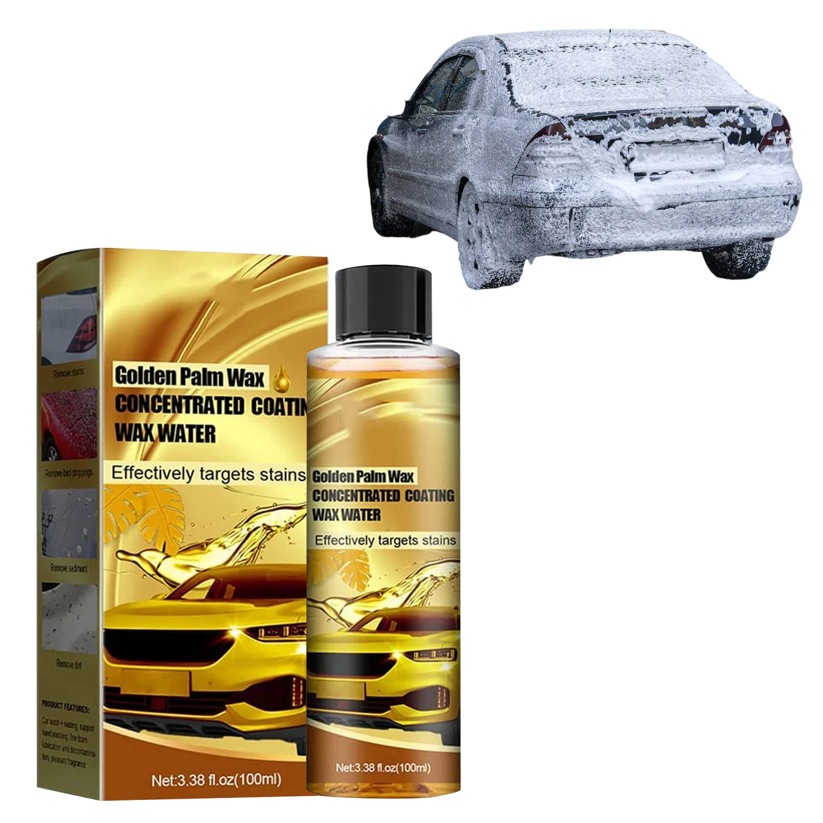 

Golden Carnuba Car Wash Wax Multifunctional Car Foam Cleaner Car Detailing Supplies All-in-One For Car Washing Waxing And