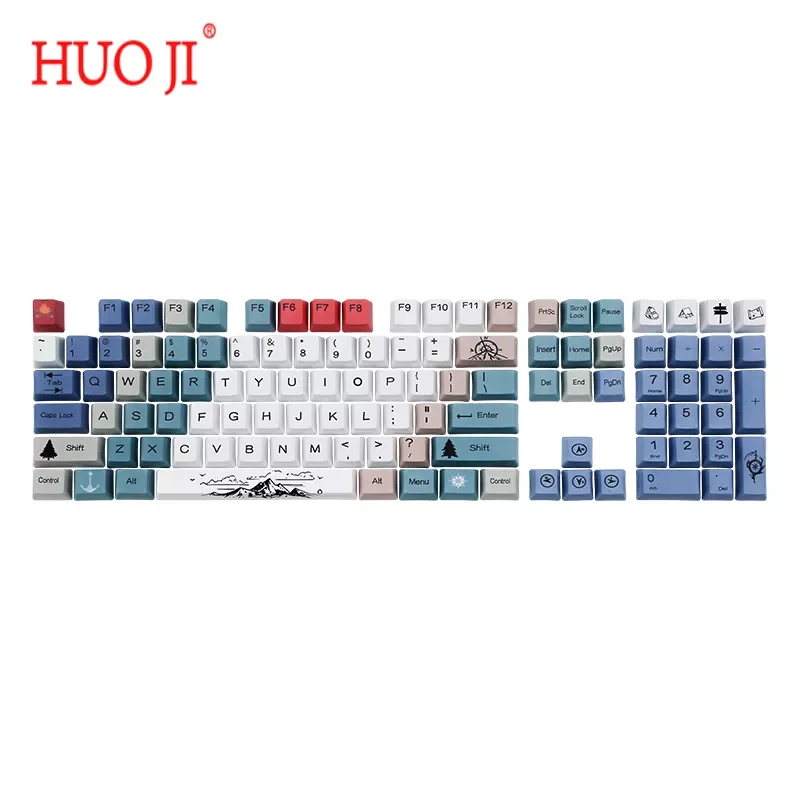 

HUO JI 108 Key Five-sided Sublimation PBT Keycap Set, Suitable For Standard ANSI Cherry MX Switch Mechanical Keyboard