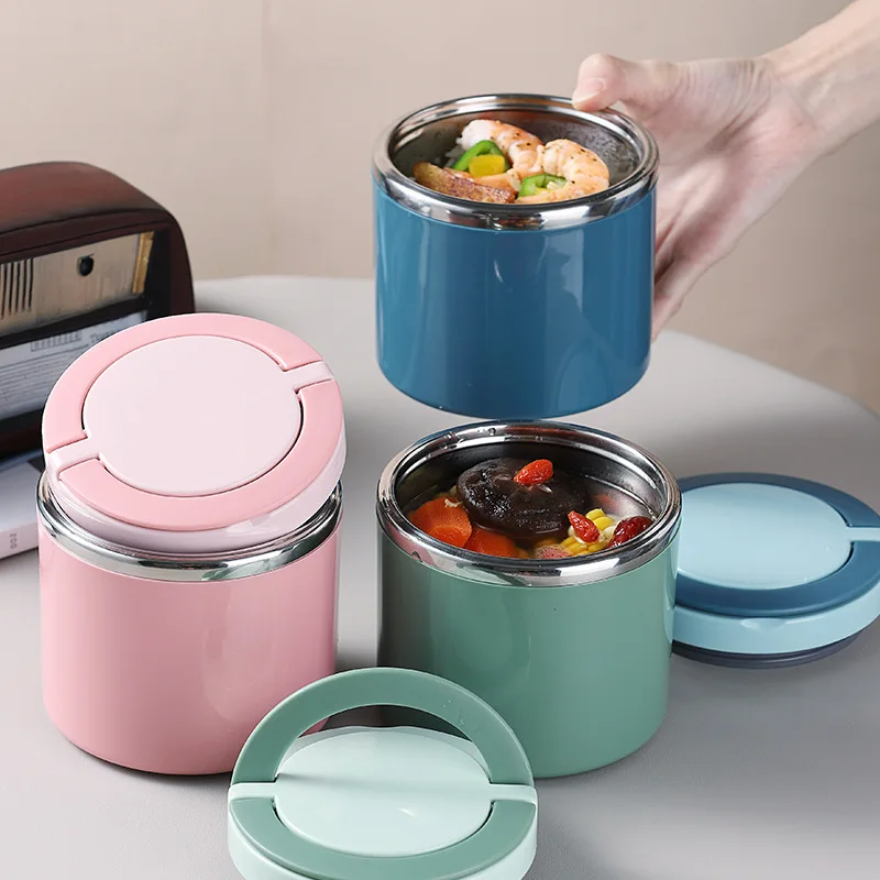 

1000ml Lunch Insulated Barrel Large Capacity Cute Lunch Container Dishwasher Safe Leakproof Lunch Food Kitchen Items