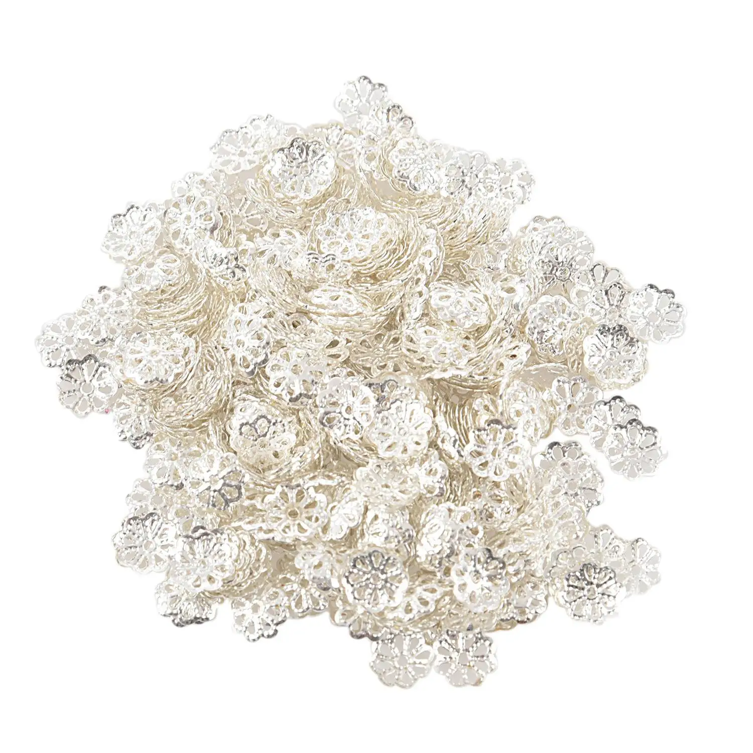 

Beautiful Bead 6mm Silver Tone Flower Bead Caps for Jewelry Making (About 500pcs)