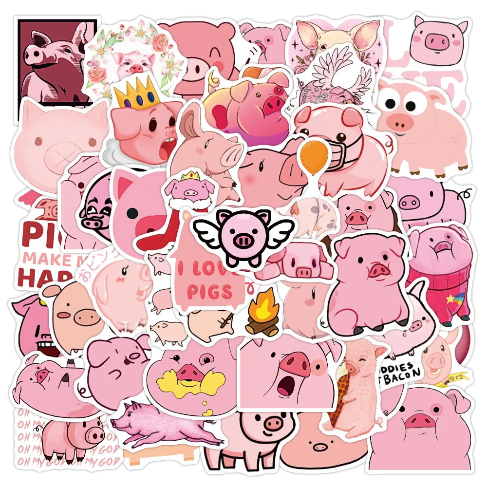 

10/30/50PCS Cartoon Pink Pig Creative Personality Graffiti Sticker Bike Skateboard Car Helmet Laptop Computer Wholesale