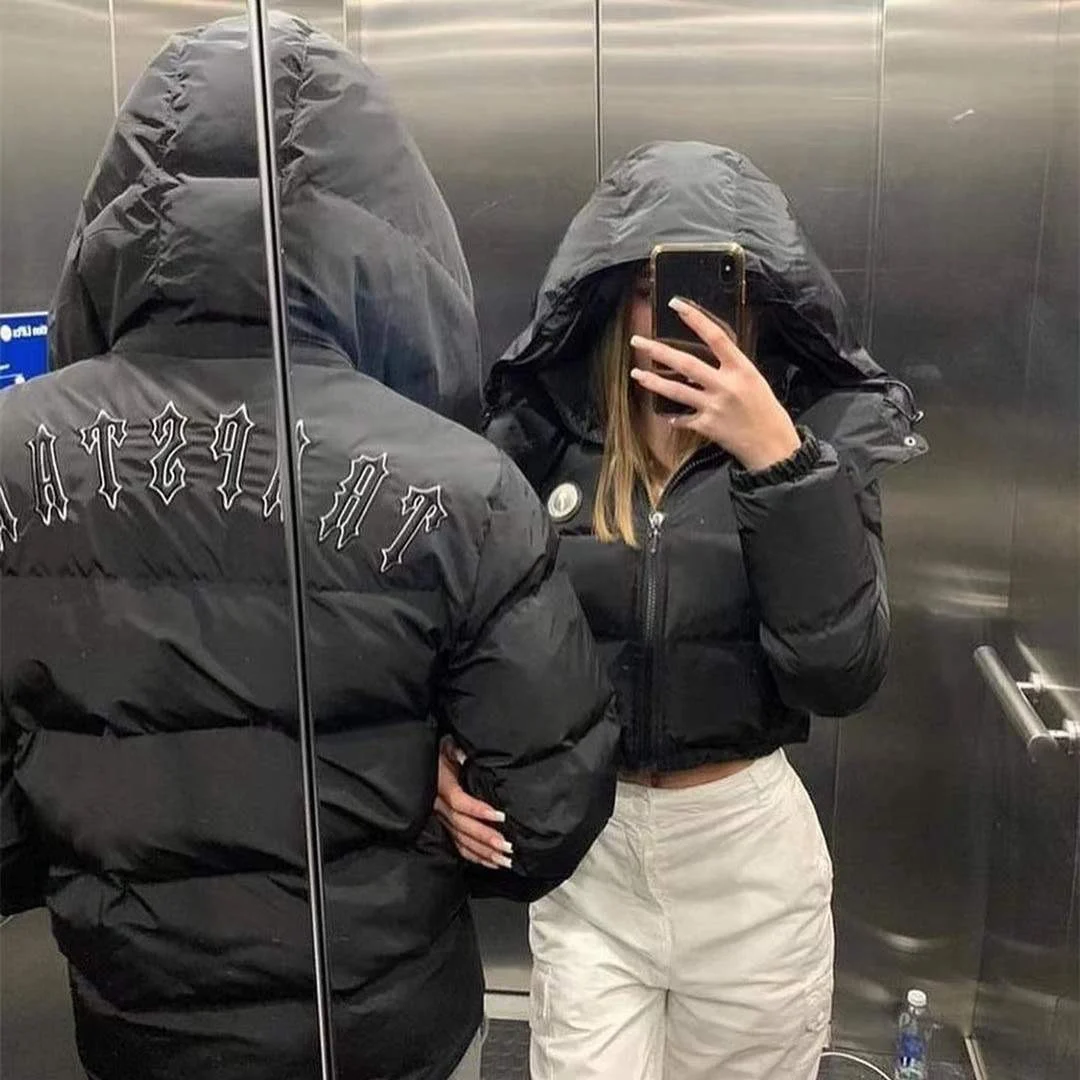 

Мужские пальто трапециевидные лондонские куртки женские черные железные ворота съемные высшего качества вышитые буквы зимние теплые пухо...