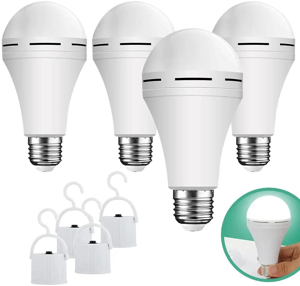 

4 Pack Emergency Rechargeable 6000k Light Bulb Stay Lights Up When Power Failure
