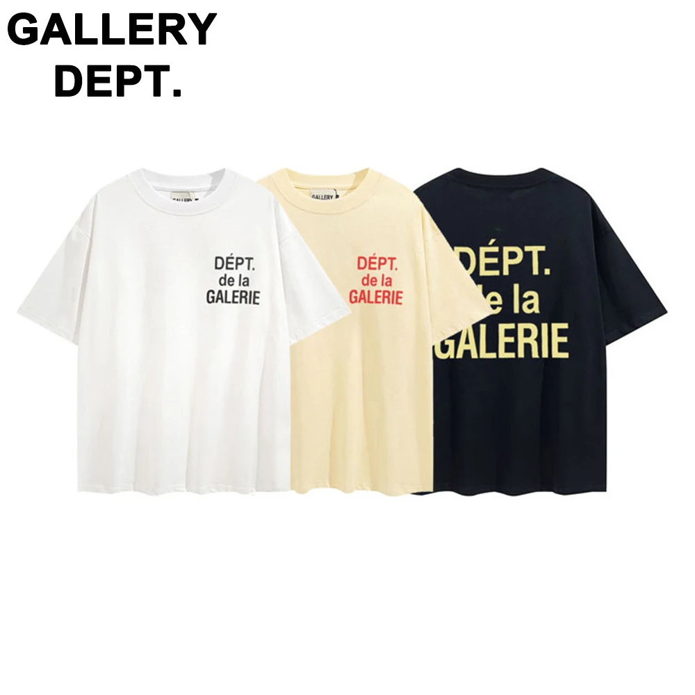 

2023 NEW GALLERY DEPT Men T-Shirt Fashion Brand Women Tie Dyed Pocket Summer Cotton Letter Short Sleeve Shirt