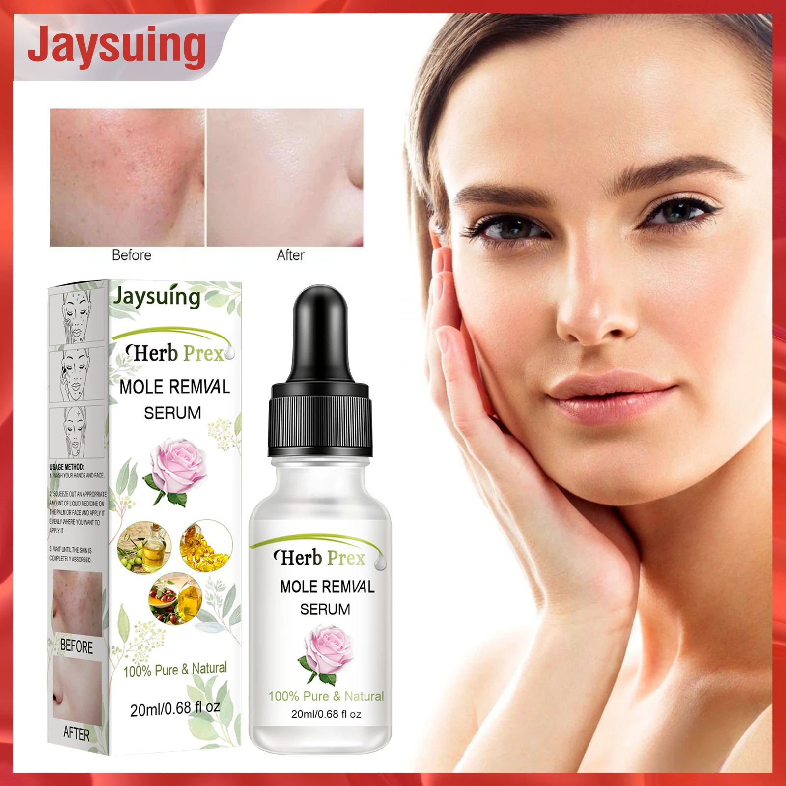 

Jaysuing Wart Remover Liquid Non-marking Organic Light Spot Mole Freckle Spots Fast Remover Essence Skin Tags Care Essence 20ml