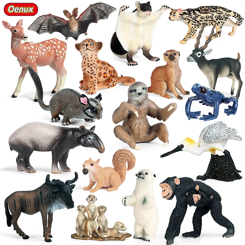 

Oenux Forest Wild Animals Orangutan Peacock Sika Deer Snake Polar Bear Action Figure Model Figurines Collection Toy For Kids