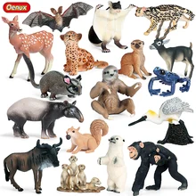 Oenux Forest Wild Animals Orangutan Peacock Sika Deer Snake Polar Bear Action Figure Model Figurines Collection Toy For Kids