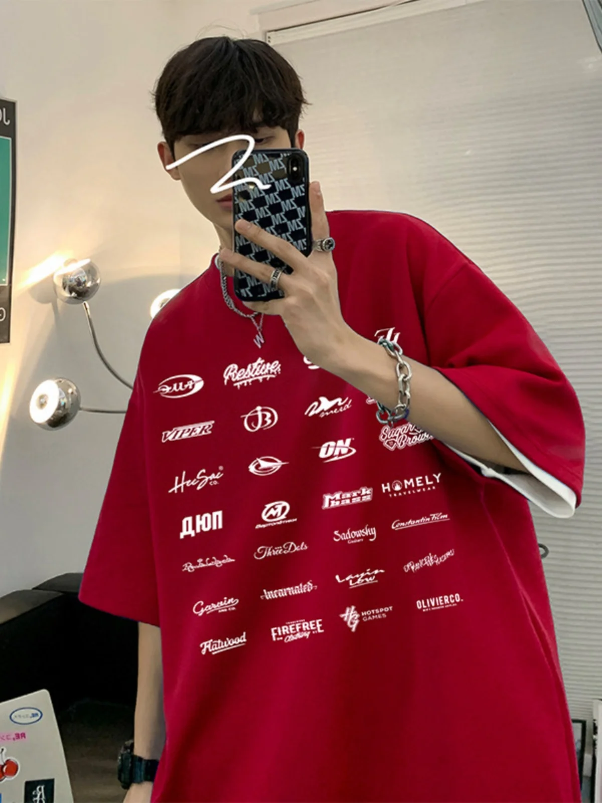 Футболка с короткими рукавами и принтом винно-красного цвета мужская летняя