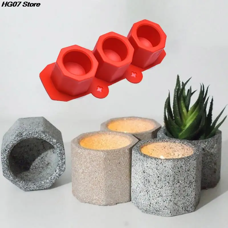 Hot sale Octagonal Silicone Mold Concrete Fleshy Flower Pot Candlestick Mold Ceramic Clay DIY Crafts Mold DIY Flower Pot Mold