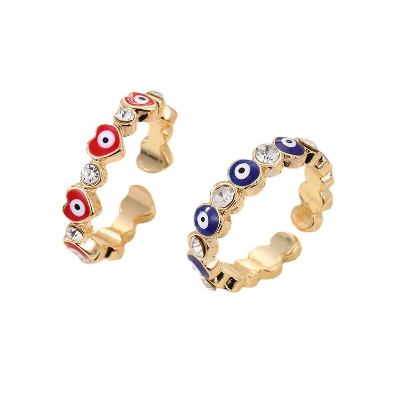 

Wholesale Colorful Evil Eye Rings For Woman Men Lady Girl Boy Open Adjustable Finger Couple Ring Valentine's Day Wedding Gift