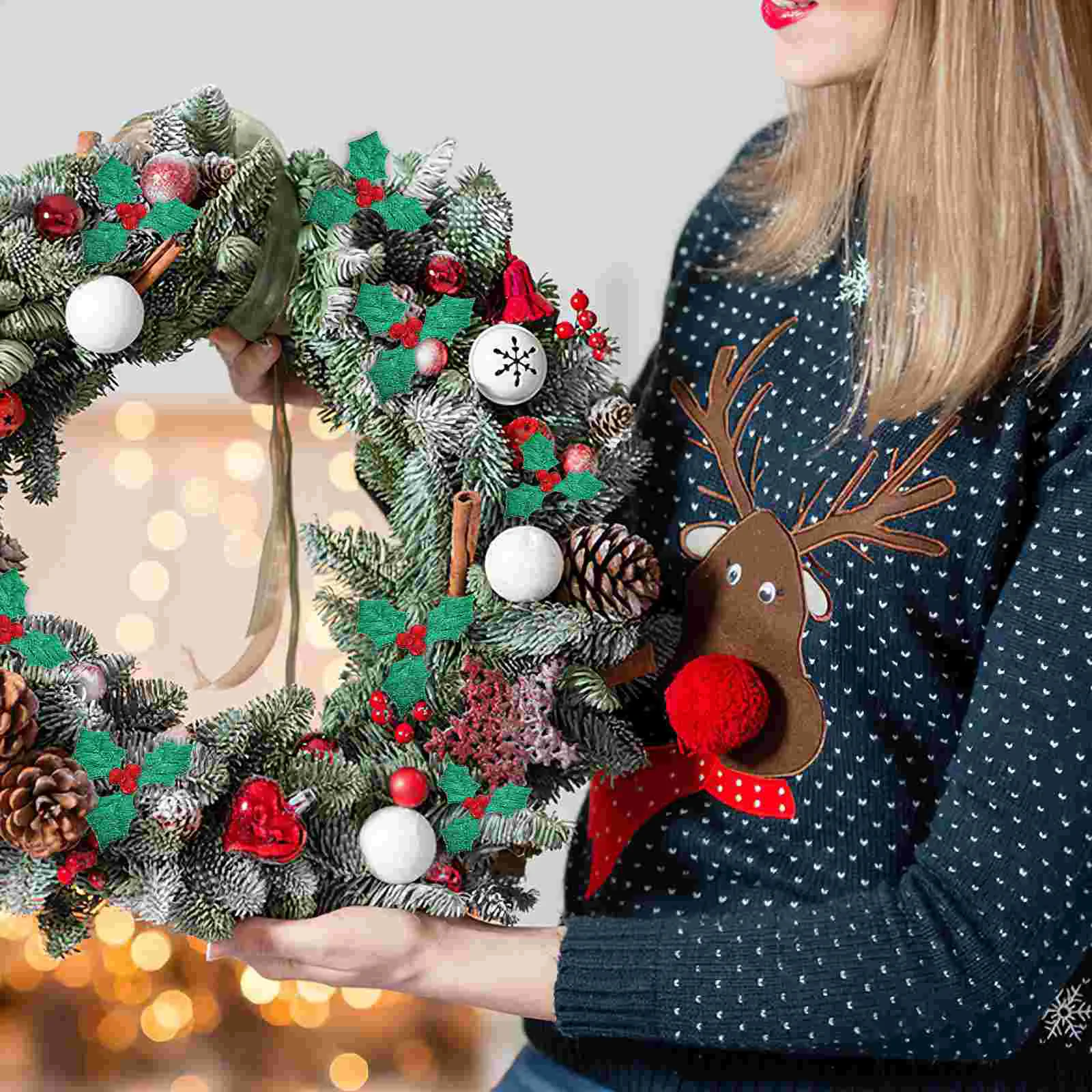 200 шт. рождественская елка ручной работы листья декор для растений декоративный