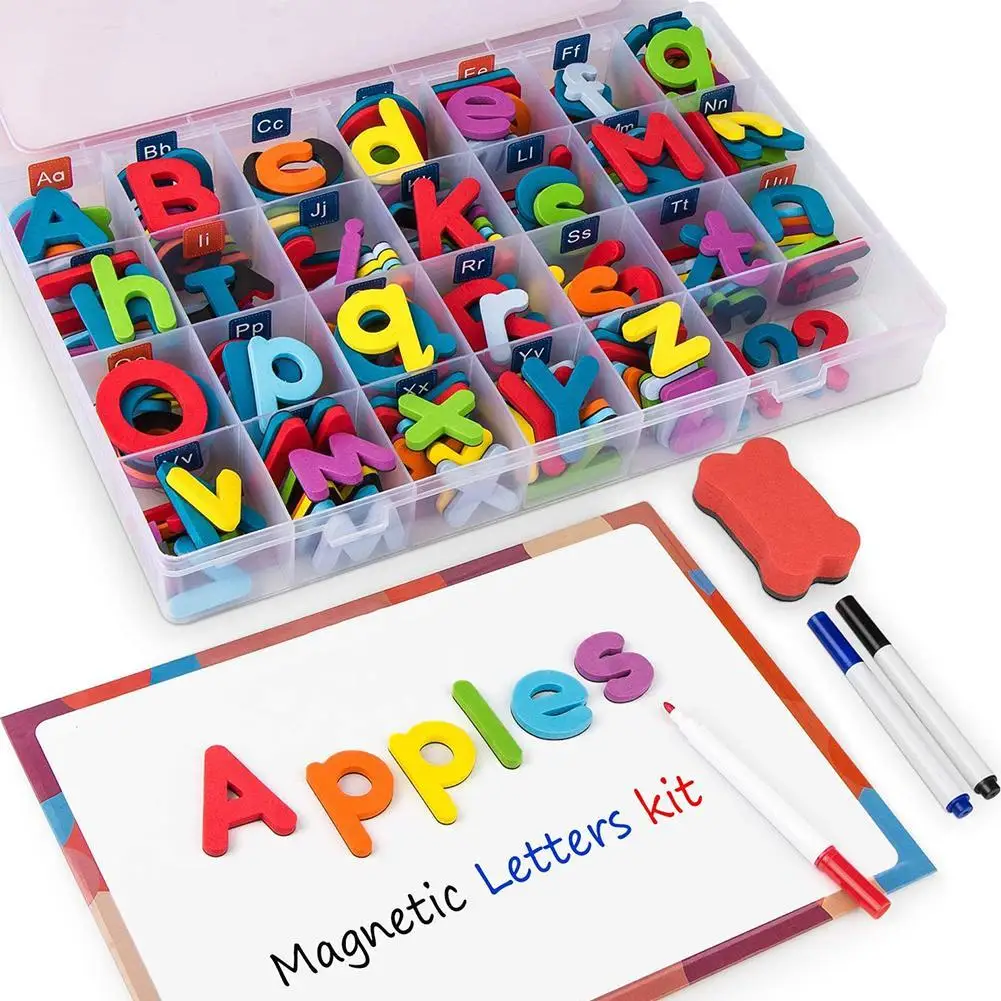 Letras magnéticas mayúsculas y minúsculas, alfabeto ABC para nevera, juguetes educativos, 10/26 piezas