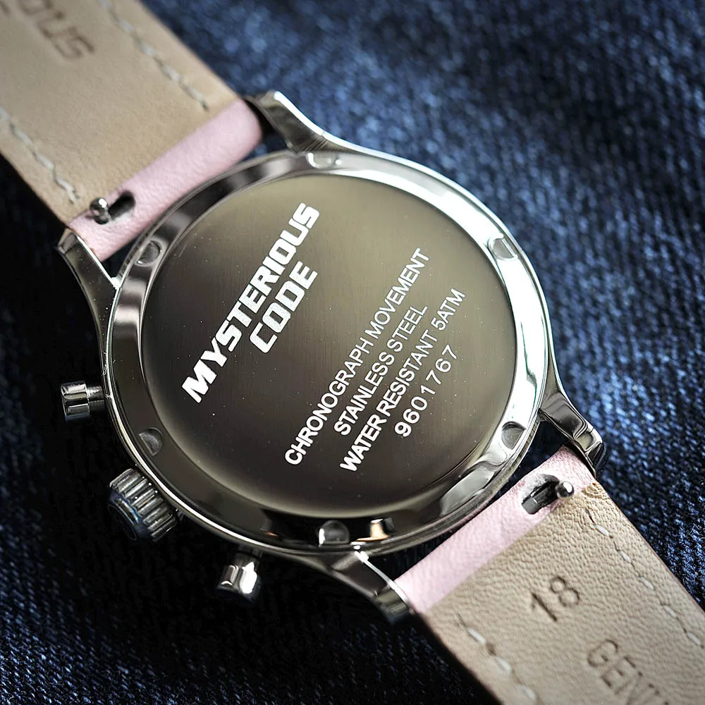 Женские кварцевые часы с хронографом и кожаным ремешком 35 мм