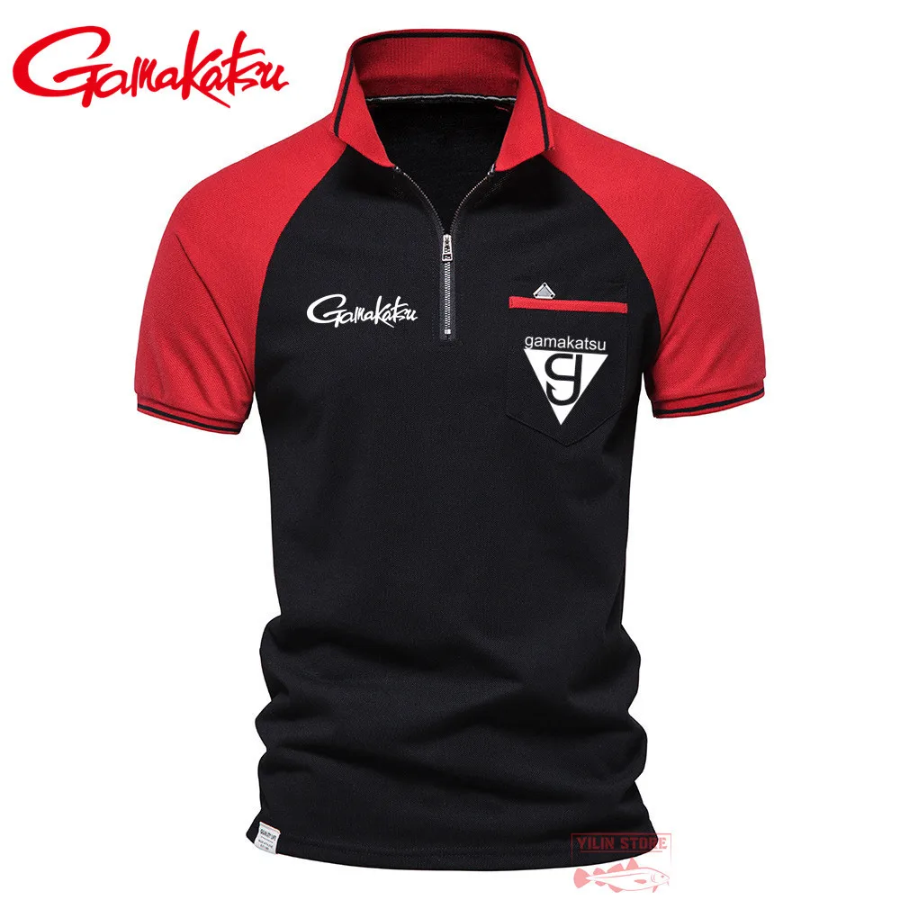 

Gamakatsu For Men breathable fishing T-shirt quick drying fishing clothes outdoor hiking T-shirt short sleeved sports polo shirt